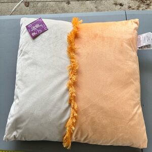 Orange and White Decorative Pillow NWT